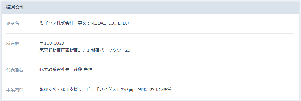 ミイダス会社概要